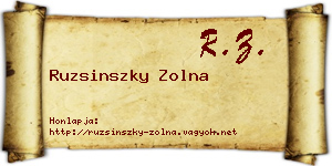 Ruzsinszky Zolna névjegykártya